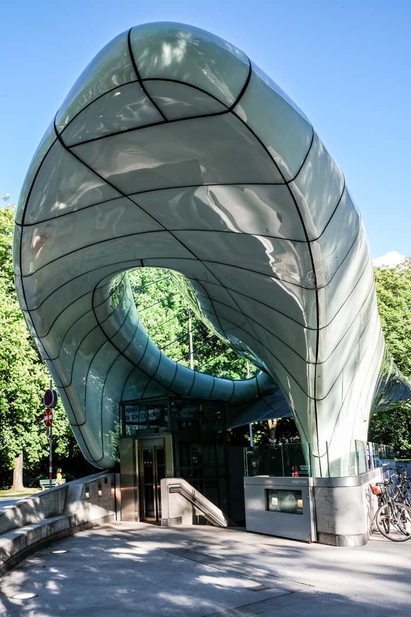 The avant-garde ultra-modern design of the three main Nordkettenbahnen cable car stations in Innsbruck, Austria