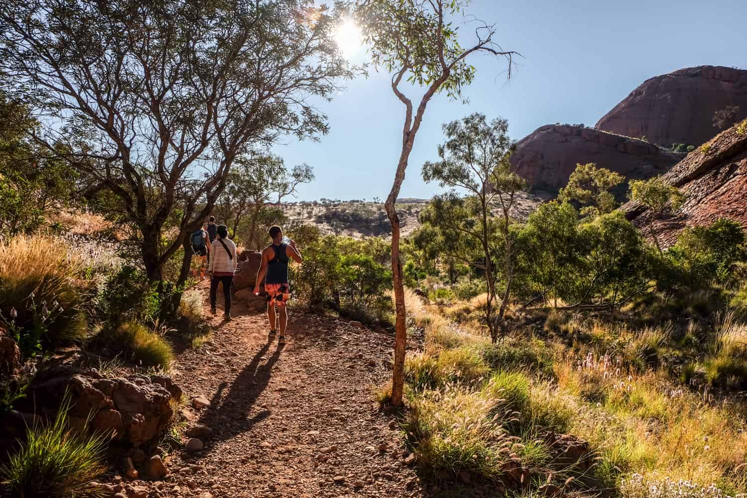 Tourists on the Kata Tjuta walk in the Northern Territory, Australian Outback.