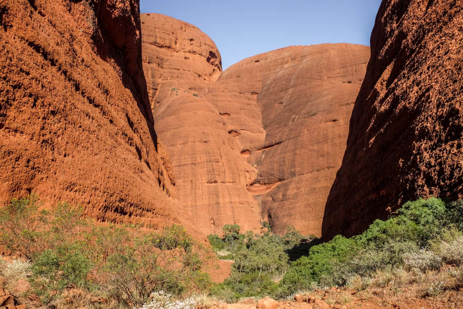 One of the 36 red rock formations in Kata Tjuta National Park in NT, Australian Outback. 