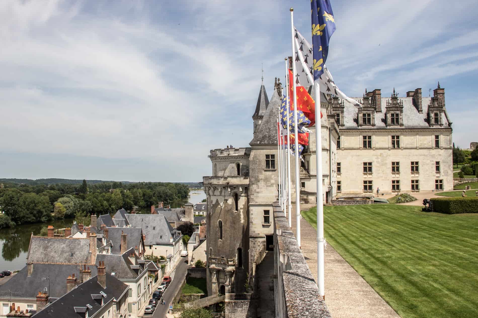 The garden grounds of the the royal castle of Amboise perched on a ledge overlooking the town. 