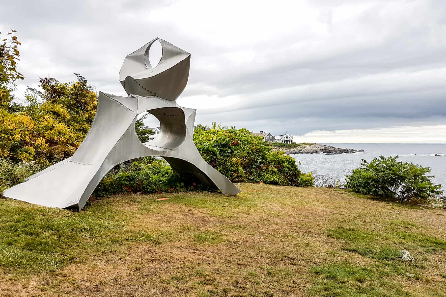 A silver sculpture at the Ogunquit Museum of American Art, fund along the rocky coastline of Maine. 