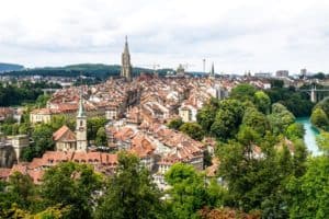 Elevated view over the old city of Bern from the Rose Garden - one of the best things to do in Bern