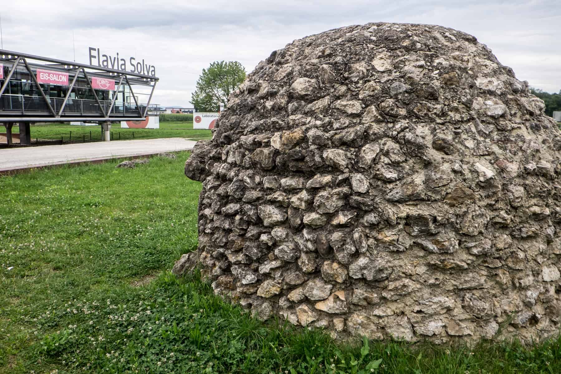 Stone burial mounds on the site of old roman town Flavia Solva in Steiermark, Austria