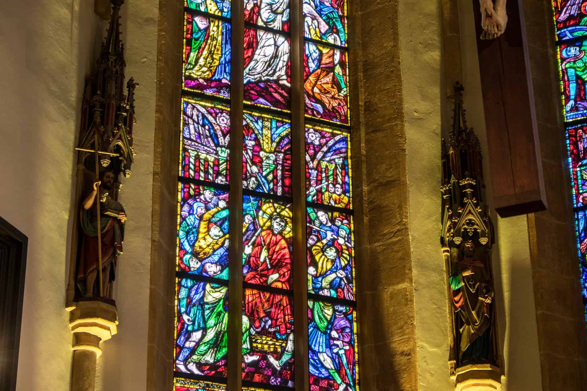 The Parish Church stained glass windows with pictures of Hitler and Mussolini in Graz, Austria