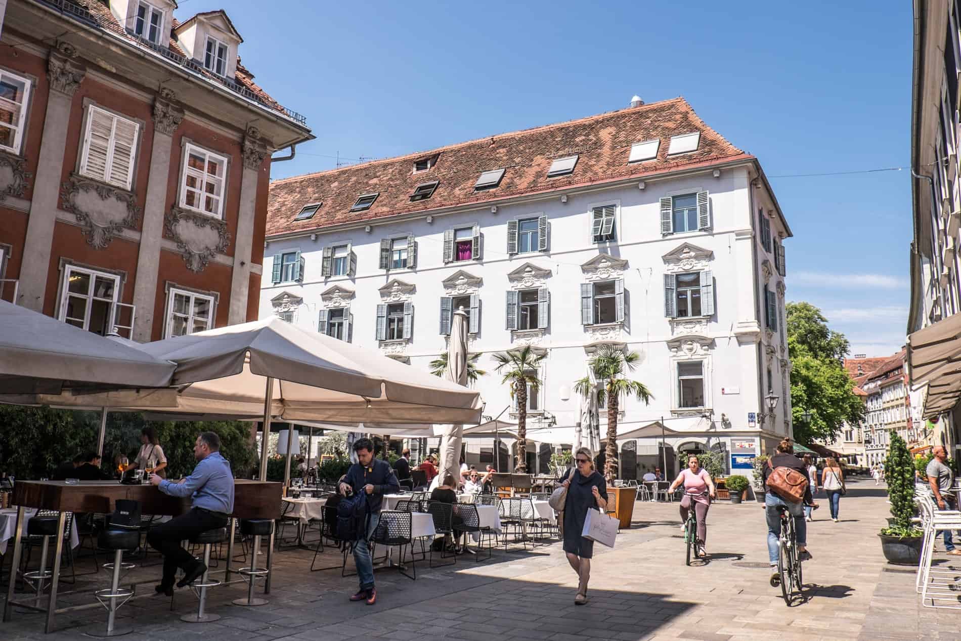 Al fresco dining and opulent buildings in Graz, Austria