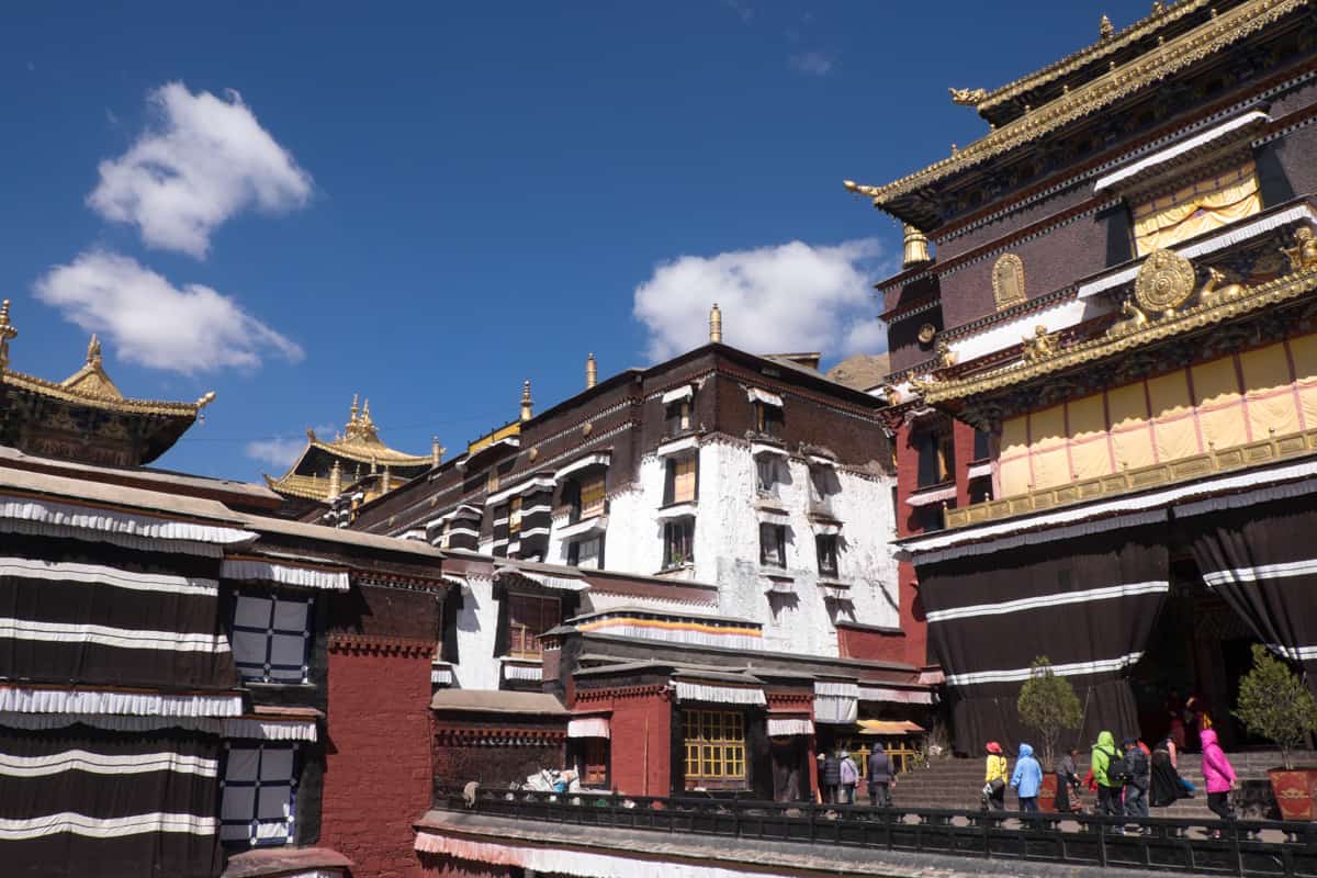 View of the main balcony building at the Tashi Lhunpo Monastery Shigatse Tibet