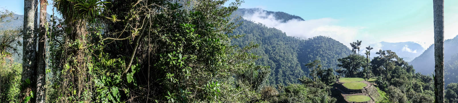 The mountain set ruins hidden in forest of The Lost City Colombia.