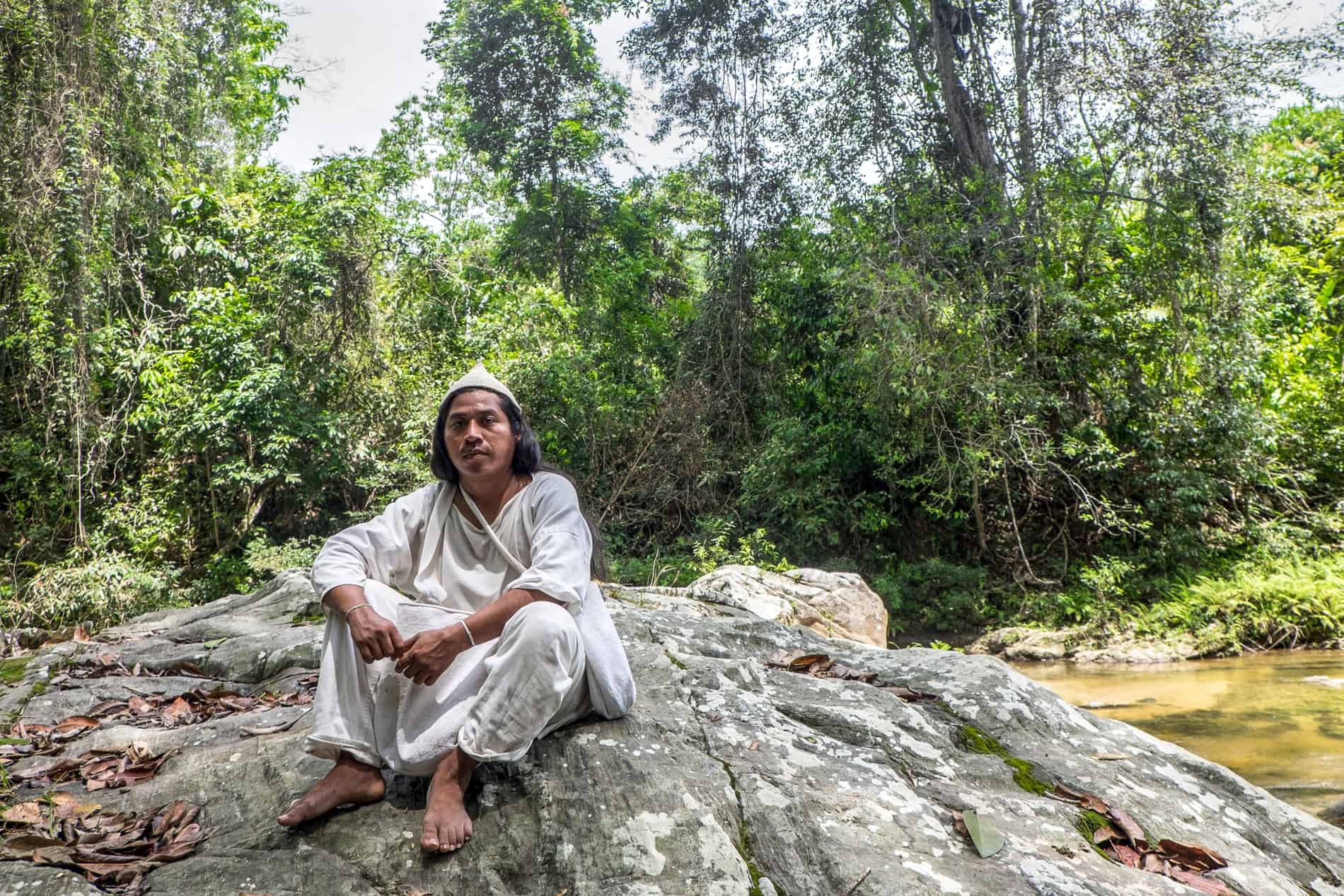 An indigenous Mamo leader at a Wiwa Village in Sierra Nevada de Santa Marta National Park, Colombia.