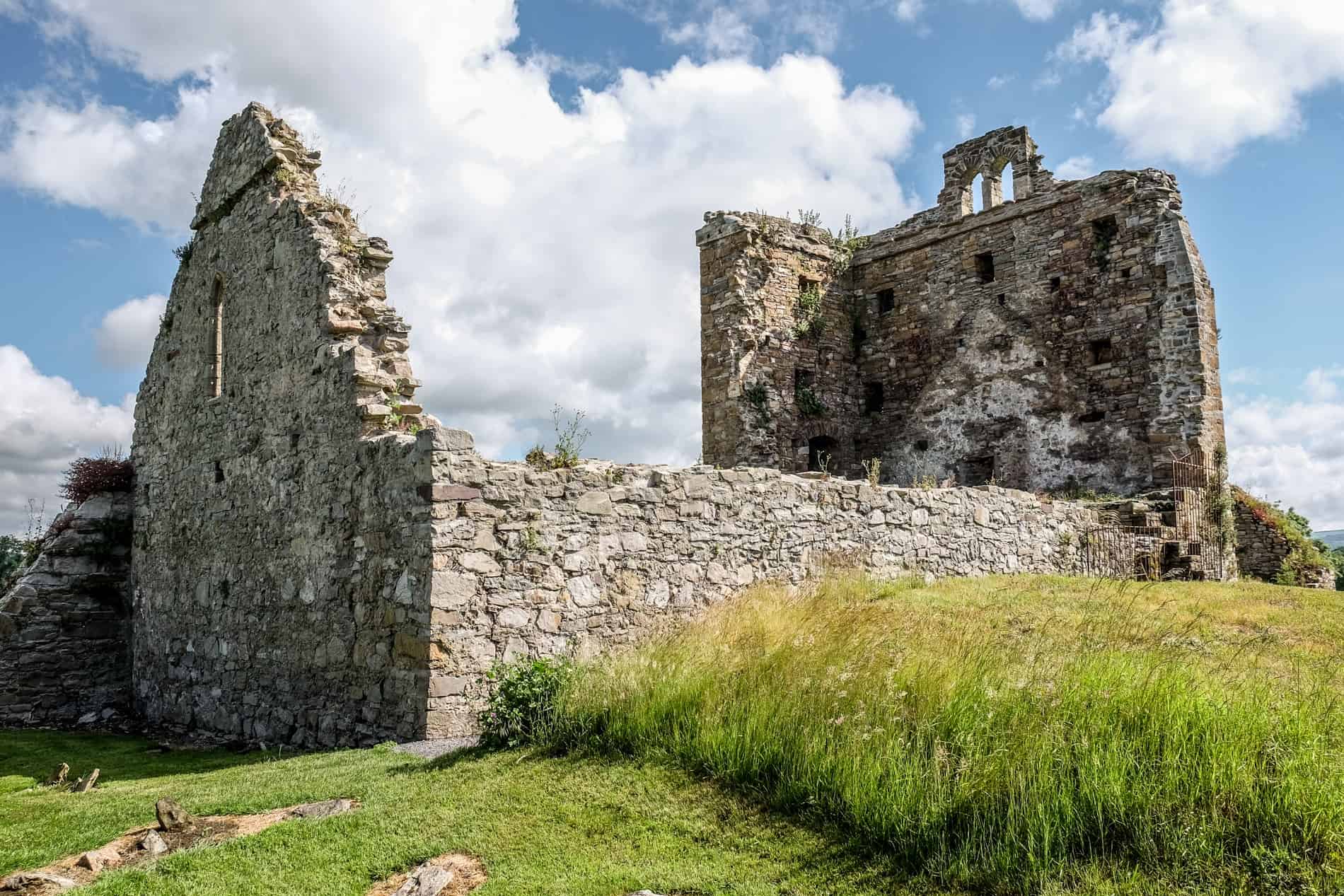 Old stone ruin walls of an Abbey at the Lost City of Ireland at Jerpoint Park. 