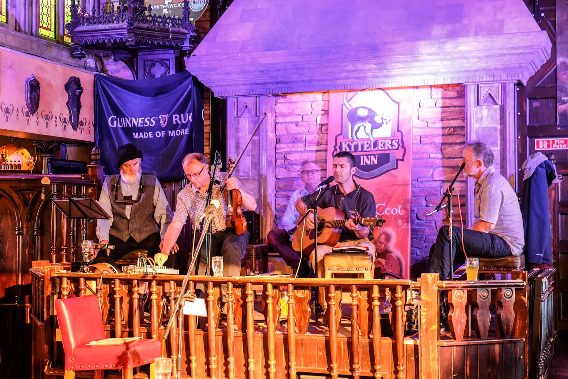 An Irish Band play on stage at the Kyteler's Inn, Kilkenny, Ireland