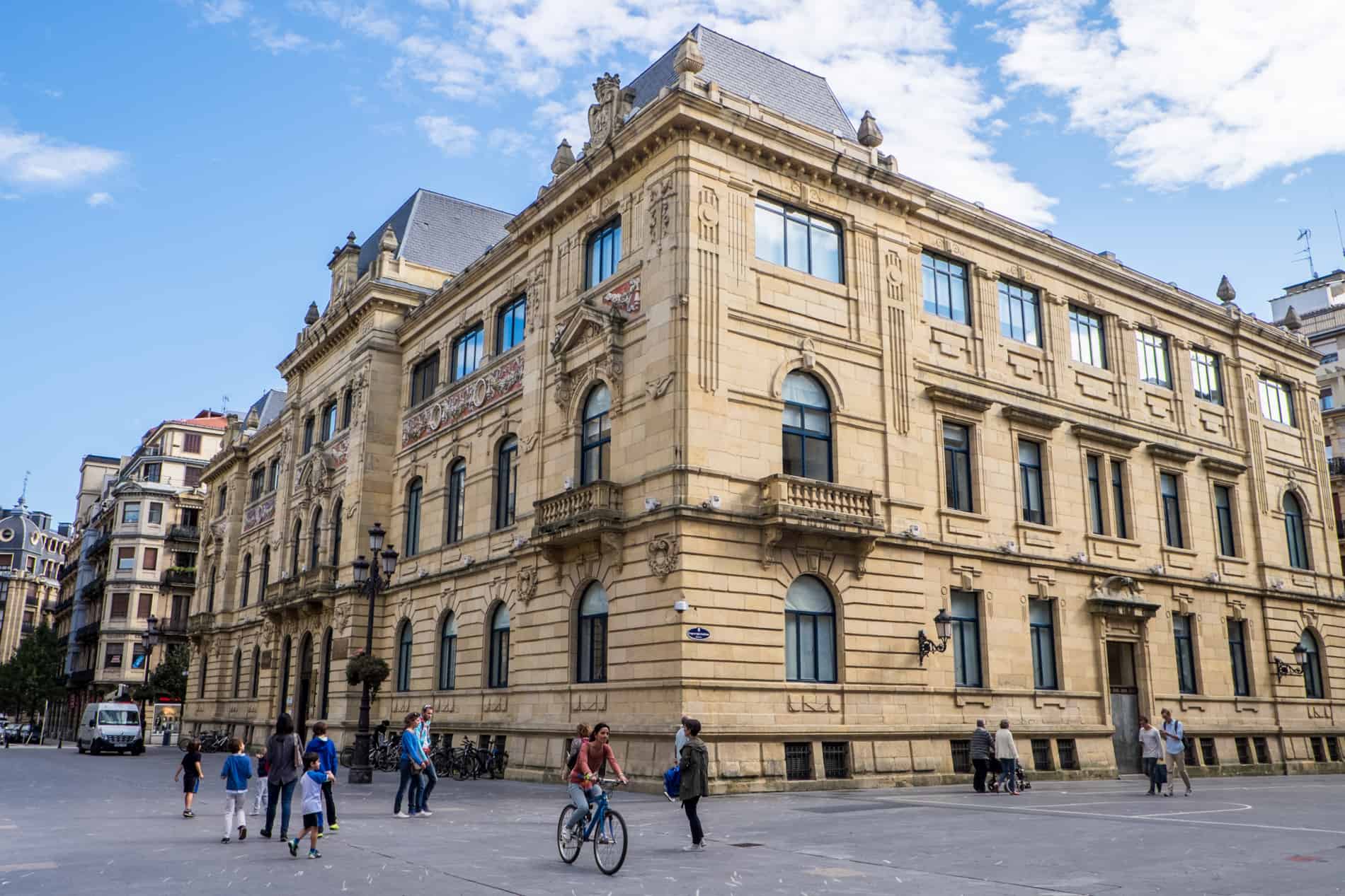 The neoclassical facade of the Koldo Mitxelena Kulturunea cultural centre in San Sebastian. 