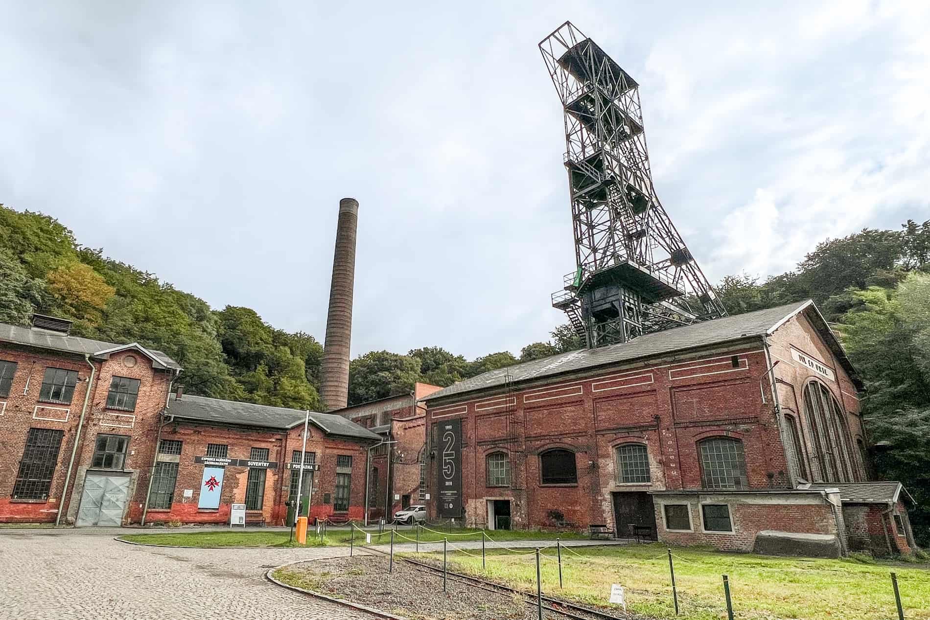 The red brick building of the former mine, now museum of Landek Park is Ostrava.