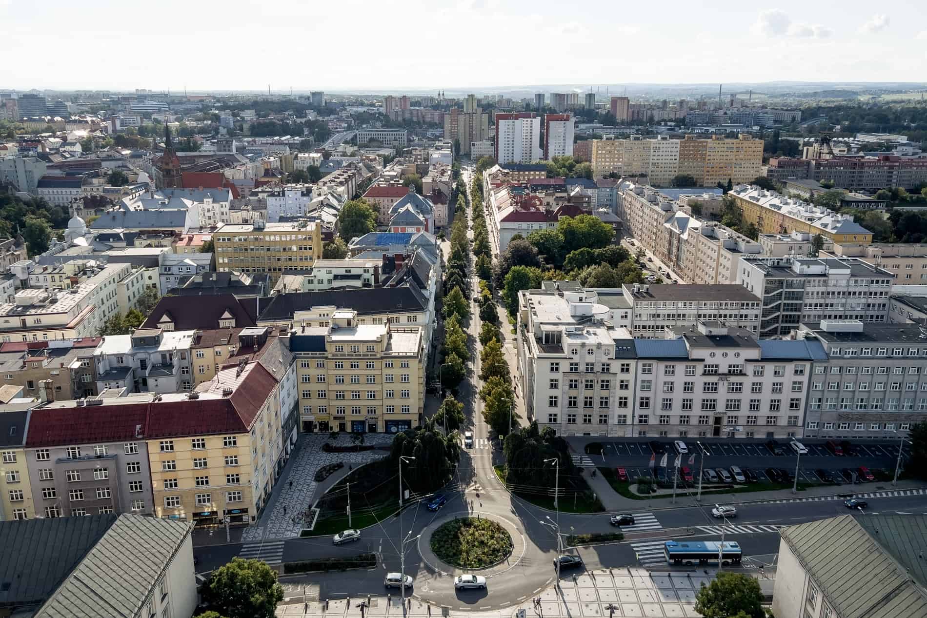 View from an observation deck over the city of Ostrava, Czech Republic. 