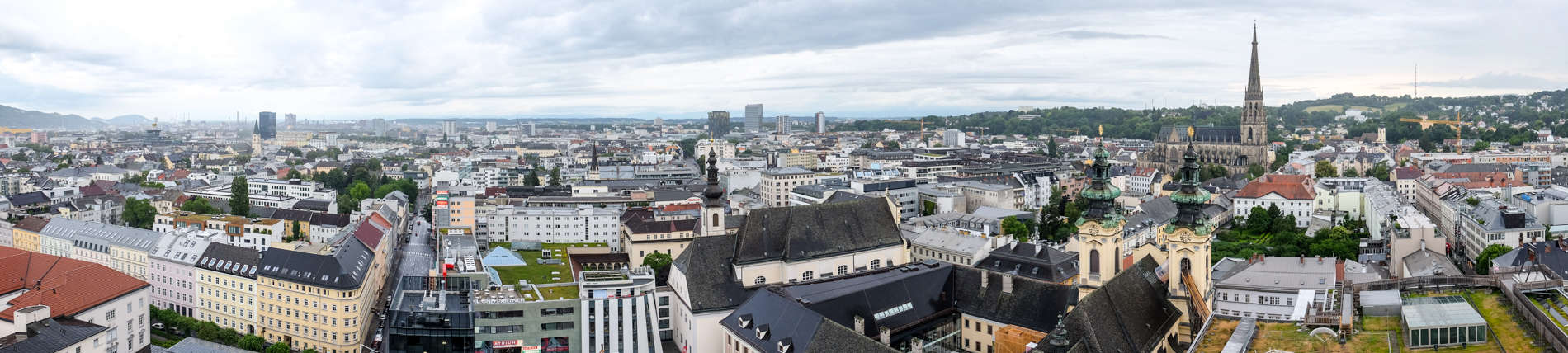 Panorama of the city skyline of Linz in Austria.