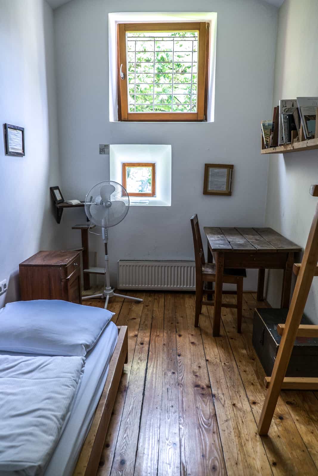 One of the cell themed bedrooms of Cecila Hostel in Ljubljana, which was once a prison.